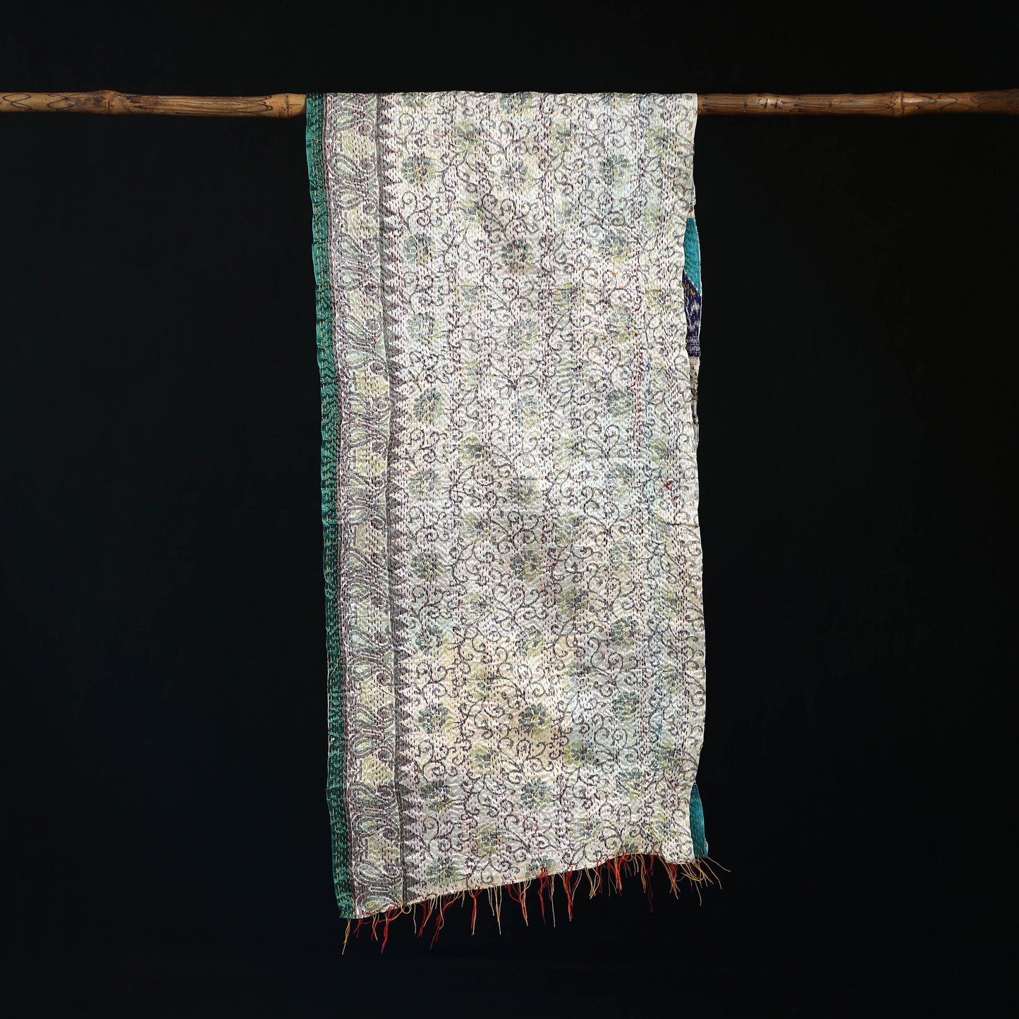 Bengal Kantha Handwork Patchwork Reversible Silk Stole 85