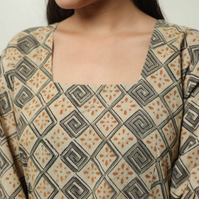 Buy Kalamkari Block Printed Cotton Tiered Dress 08 Online at iTokri.com