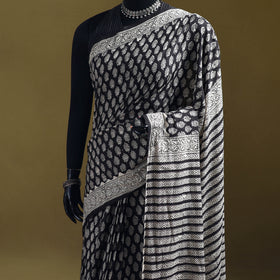 Bagru Hand Block Print Pure Mul Cotton Ready To Wear Saree 32