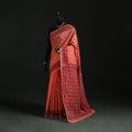 Peach - Bengal Kantha Hand Embroidery Silk Cotton Chapa Work Saree 60