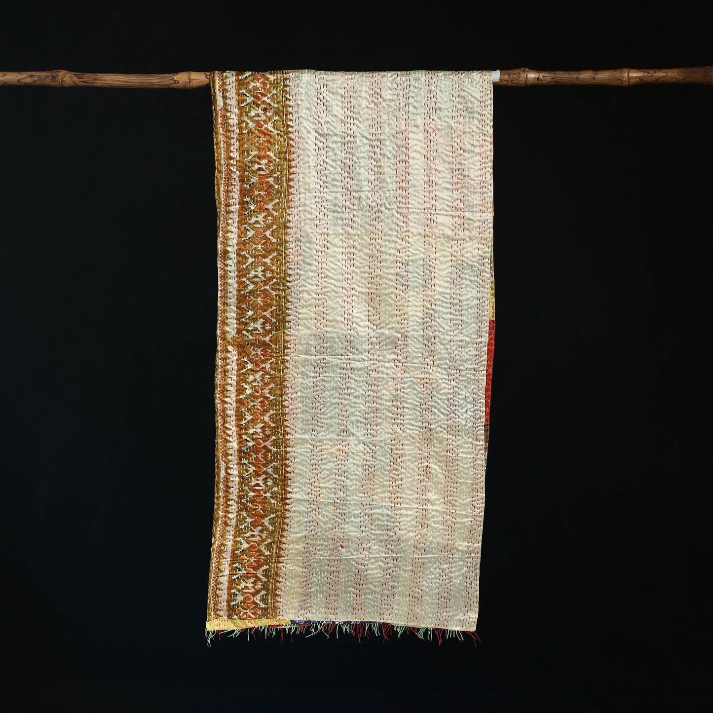 Bengal Kantha Handwork Patchwork Reversible Silk Stole 80