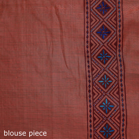 Peach - Bengal Kantha Hand Embroidery Silk Cotton Chapa Work Saree 60