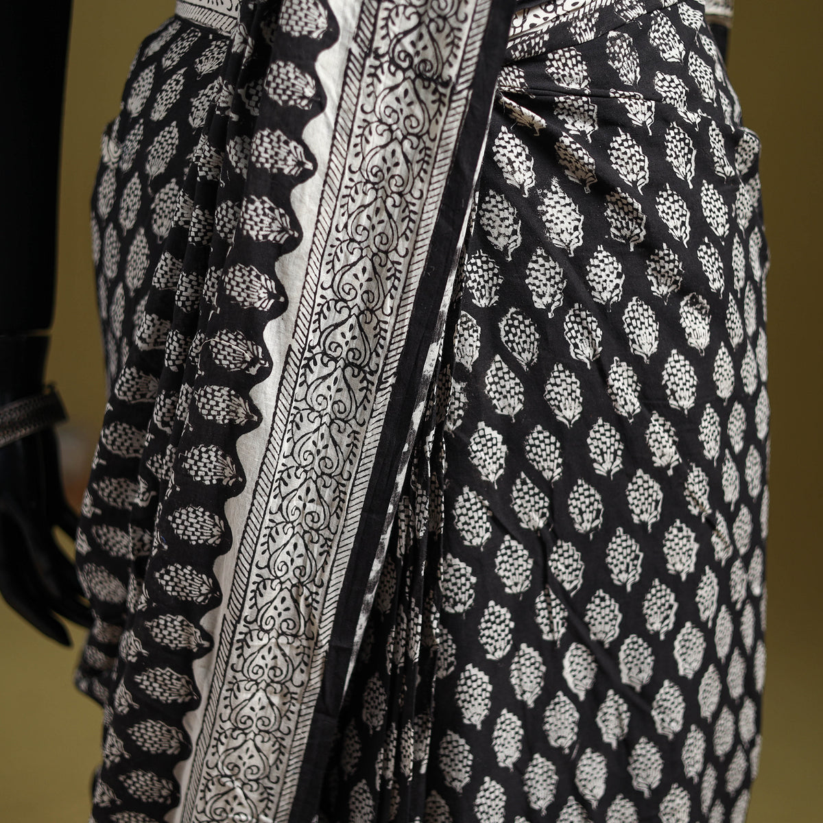 Bagru Hand Block Print Pure Mul Cotton Ready To Wear Saree 32