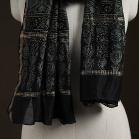 Handloom Chanderi Silk Ajrakh Hand Block Print Natural Dyed Stole 13