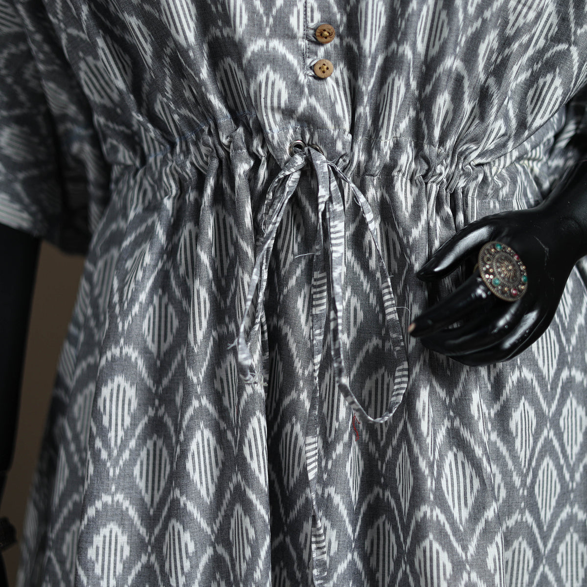 Pochampally ikat cotton kaftan (short) 137 - handcrafted