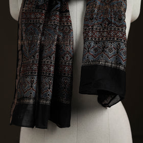 Handloom Chanderi Silk Ajrakh Hand Block Print Natural Dyed Stole 14