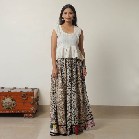  Bagru Block Printed 24 Kali Patchwork Cotton Long Skirt 13 