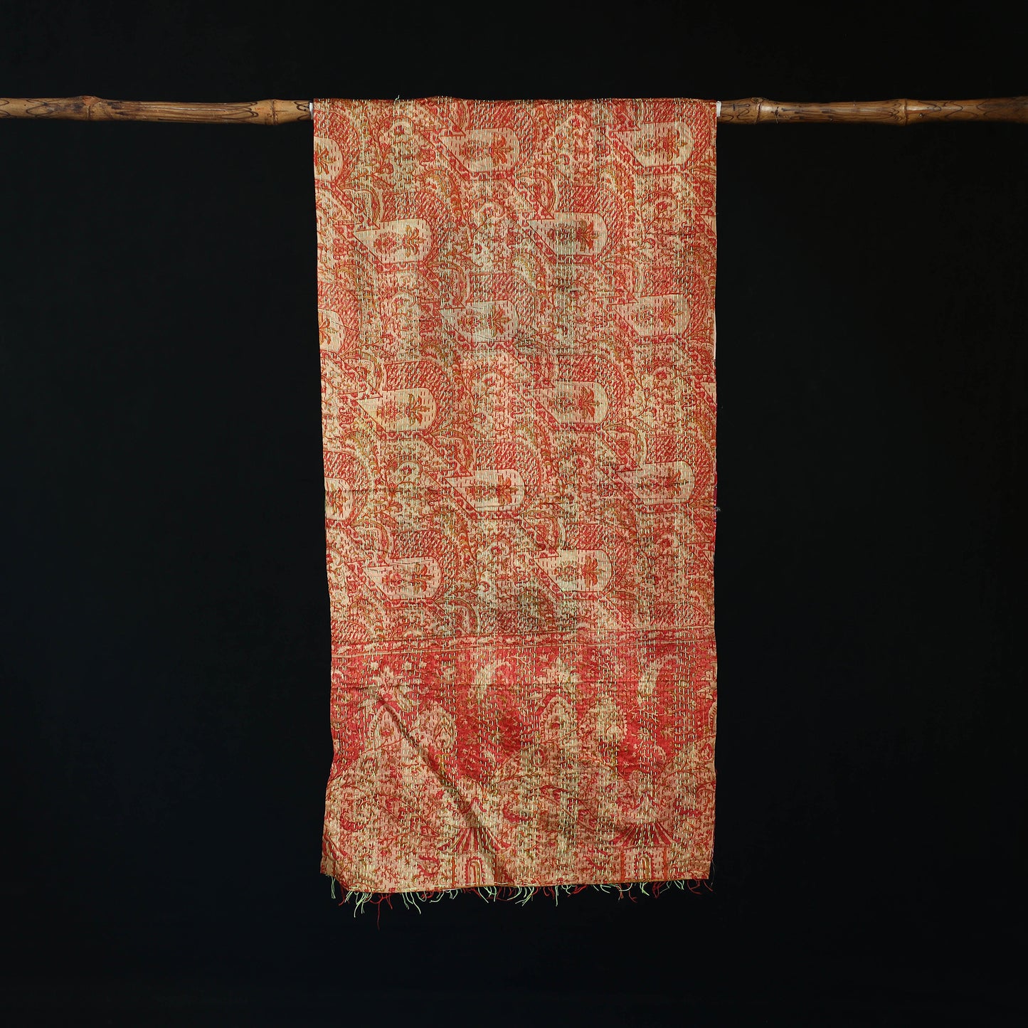 Bengal Kantha Handwork Patchwork Reversible Silk Stole 74