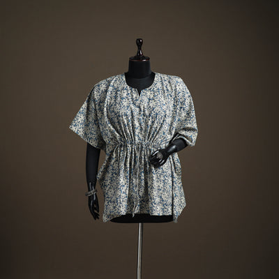 Kalamkari hand block print natural dyed cotton kaftan