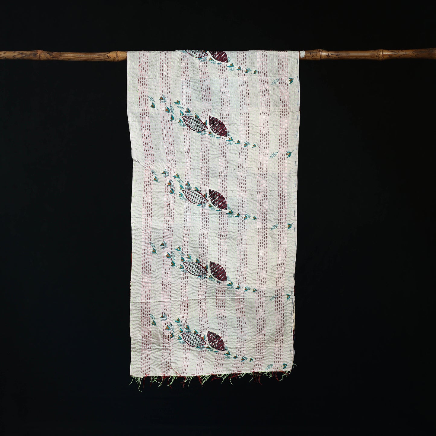 Bengal Kantha Handwork Patchwork Reversible Silk Stole 73