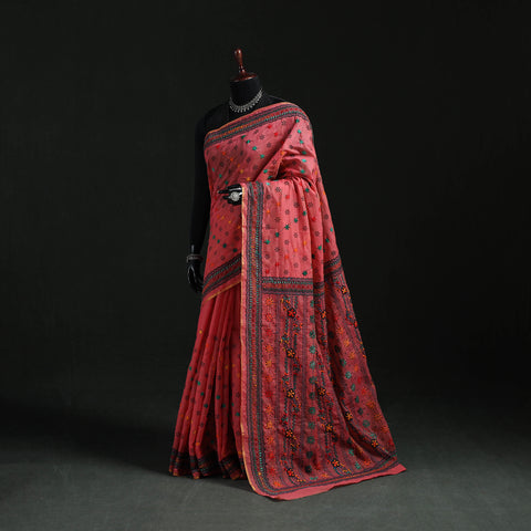 Bengal Kantha Hand Embroidery Silk Cotton Chapa Work Saree 61