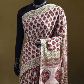 Bagru Hand Block Print Pure Mul Cotton Ready To Wear Saree 33