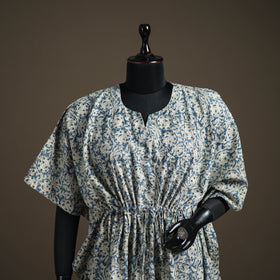 Kalamkari hand block print natural dyed cotton kaftan