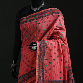 Bengal Kantha Hand Embroidery Silk Cotton Chapa Work Saree 61