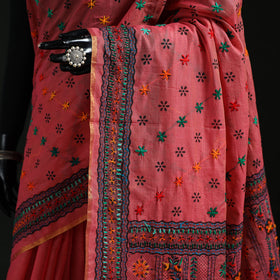 Bengal Kantha Hand Embroidery Silk Cotton Chapa Work Saree 61
