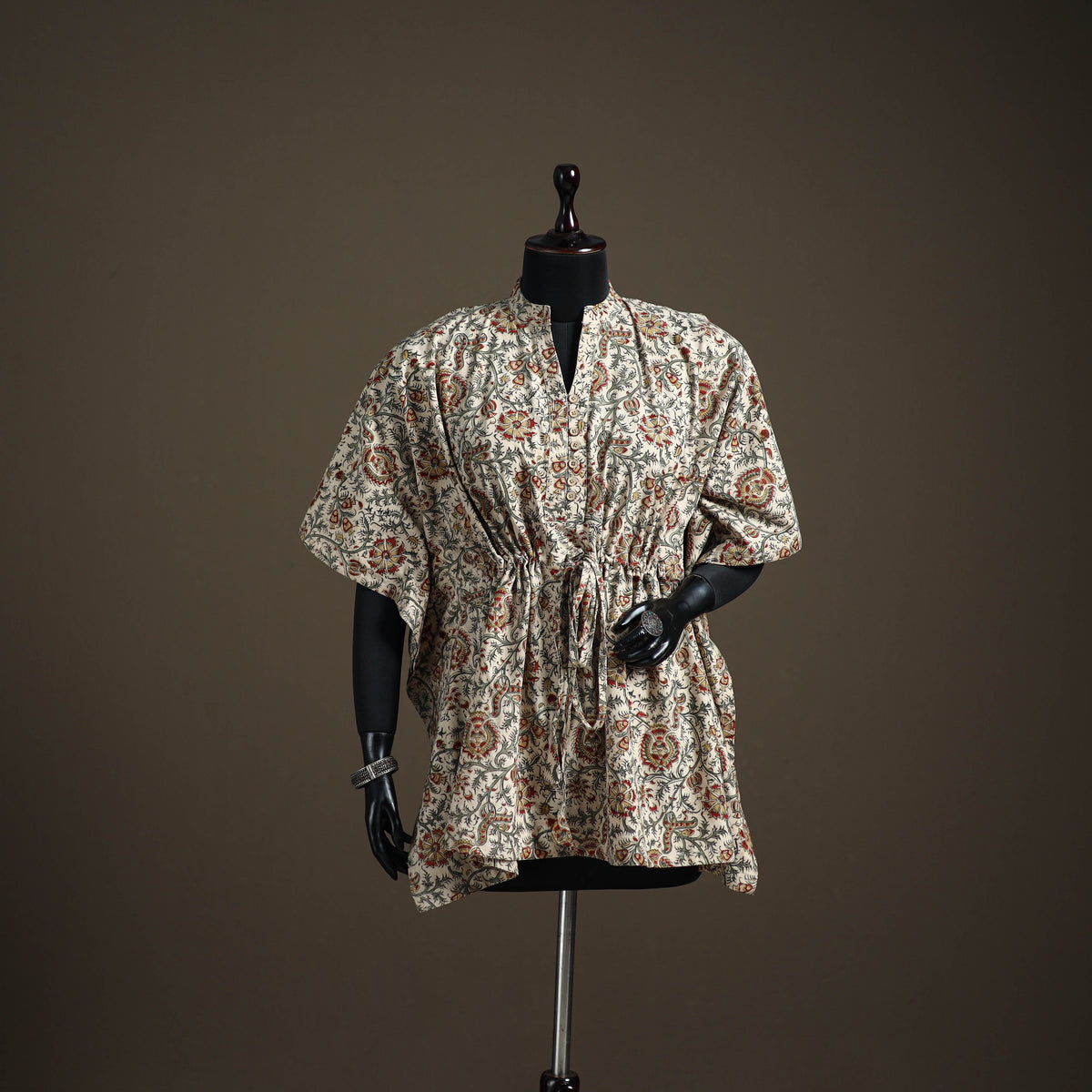 Kalamkari Hand Block Print Natural Dyed Cotton Kaftan (Short) 140