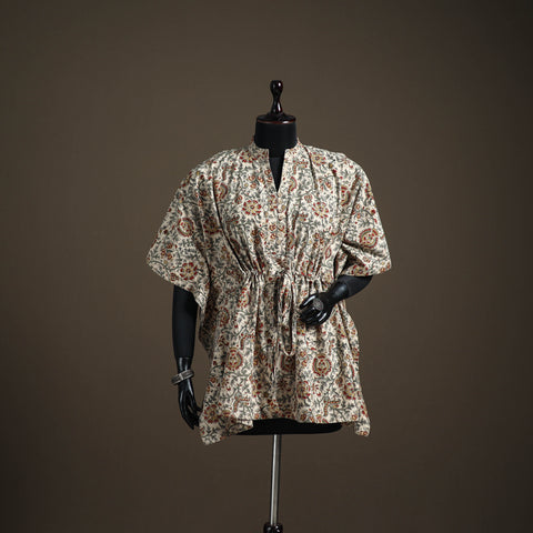Kalamkari hand block print natural dyed cotton kaftan