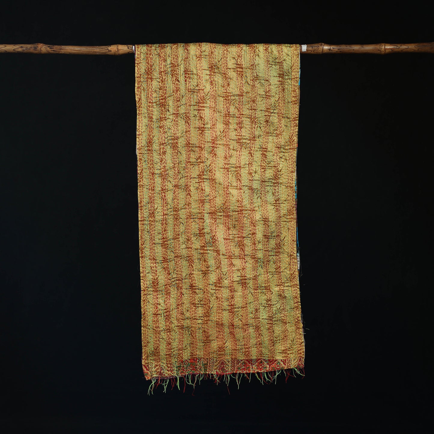 Bengal Kantha Handwork Patchwork Reversible Silk Stole 69
