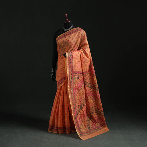 Bengal Kantha Hand Embroidery Silk Cotton Chapa Work Saree 62