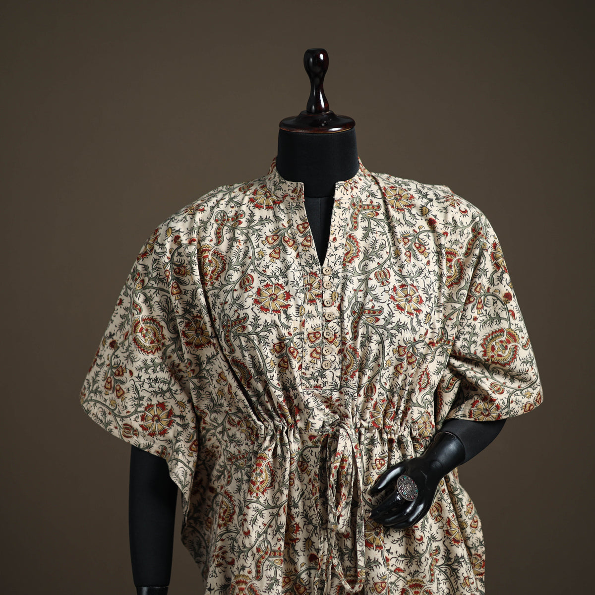 Kalamkari Hand Block Print Natural Dyed Cotton Kaftan (Short) 140
