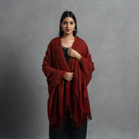 Maroon - Kumaun Handwoven Pure Merino Wool Shawl for Women 42