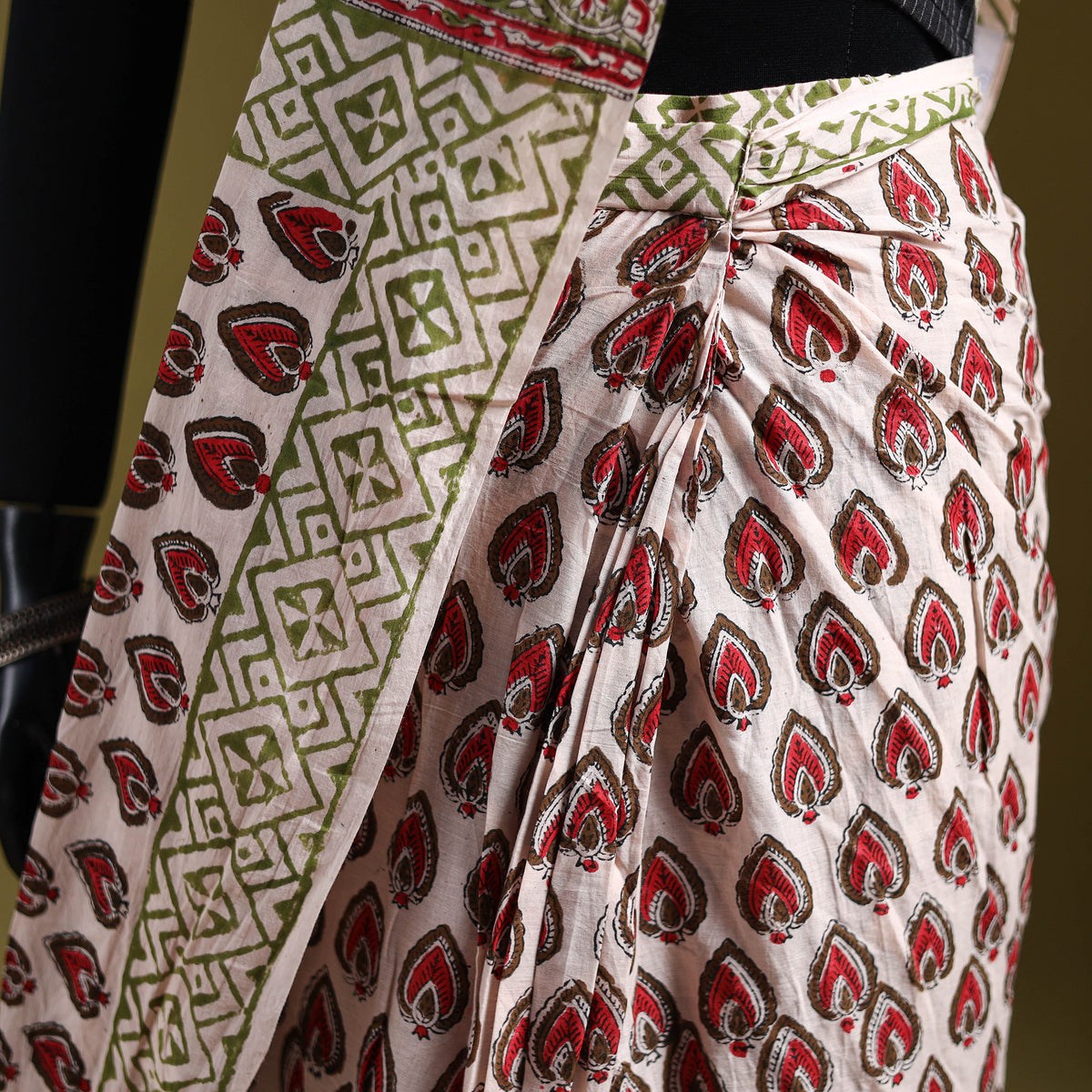 Bagru Hand Block Print Pure Mul Cotton Ready To Wear Saree 33