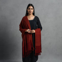 Maroon - Kumaun Handwoven Pure Merino Wool Shawl for Women 42