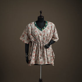 Kalamkari Hand Block Print Natural Dyed Cotton Kaftan (Short) 141