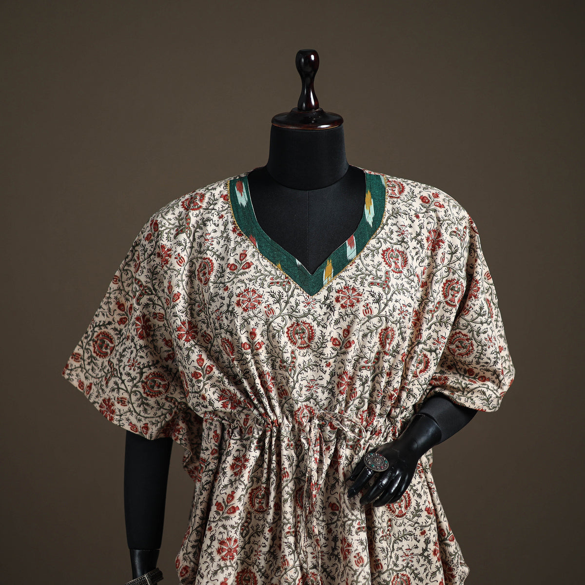 Kalamkari Hand Block Print Natural Dyed Cotton Kaftan (Short) 141