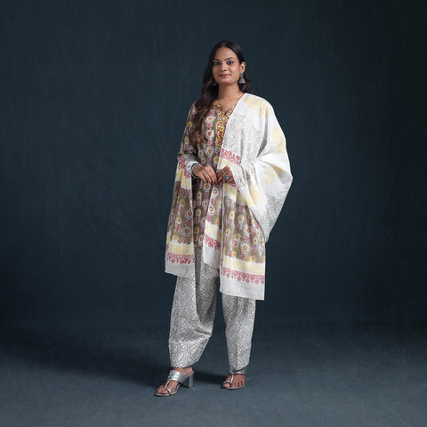 Sanganeri Hand Block Print Cotton Suit Set with Dupatta for Women 04
