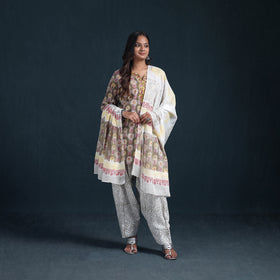 Sanganeri Hand Block Print Cotton Suit Set with Dupatta for Women 04