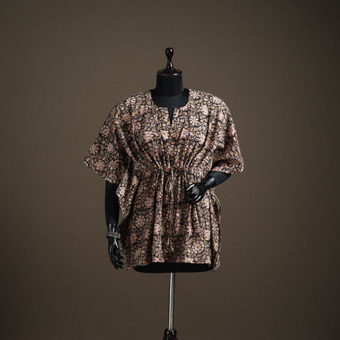 Kalamkari hand block print natural dyed cotton kaftan