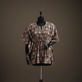 Kalamkari Hand Block Print Natural Dyed Cotton Kaftan (Short) 142