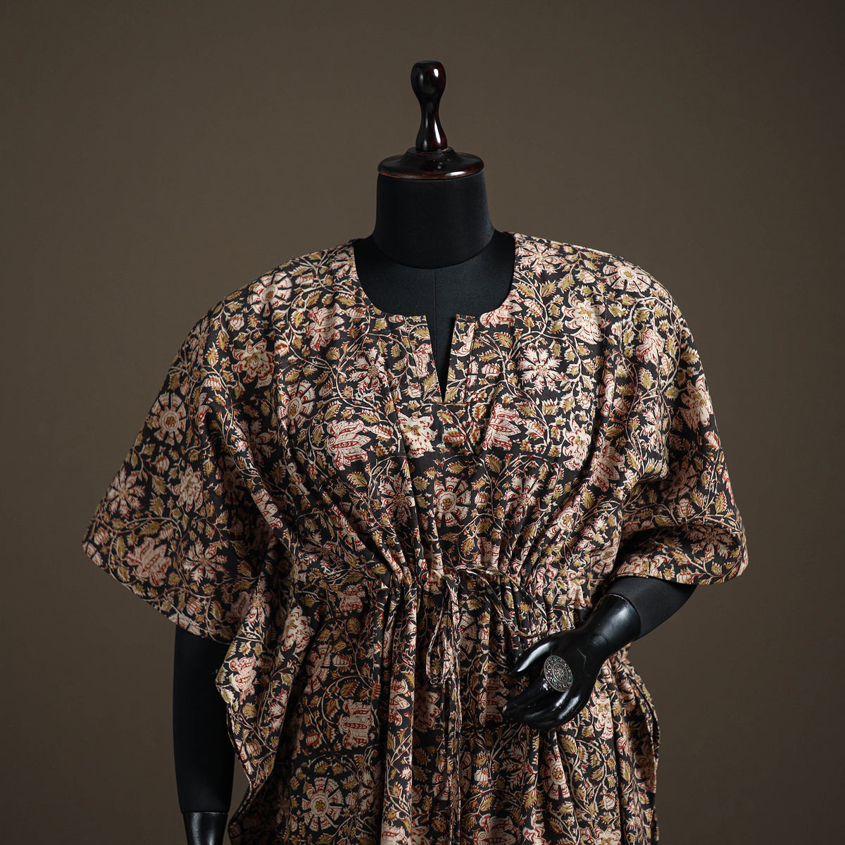 Kalamkari Hand Block Print Natural Dyed Cotton Kaftan (Short) 142