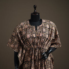Kalamkari Hand Block Print Natural Dyed Cotton Kaftan (Short) 142