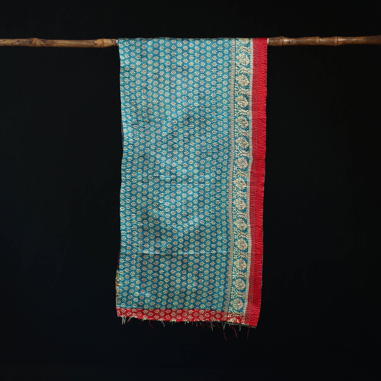 Bengal Kantha Handwork Patchwork Reversible Silk Stole 60