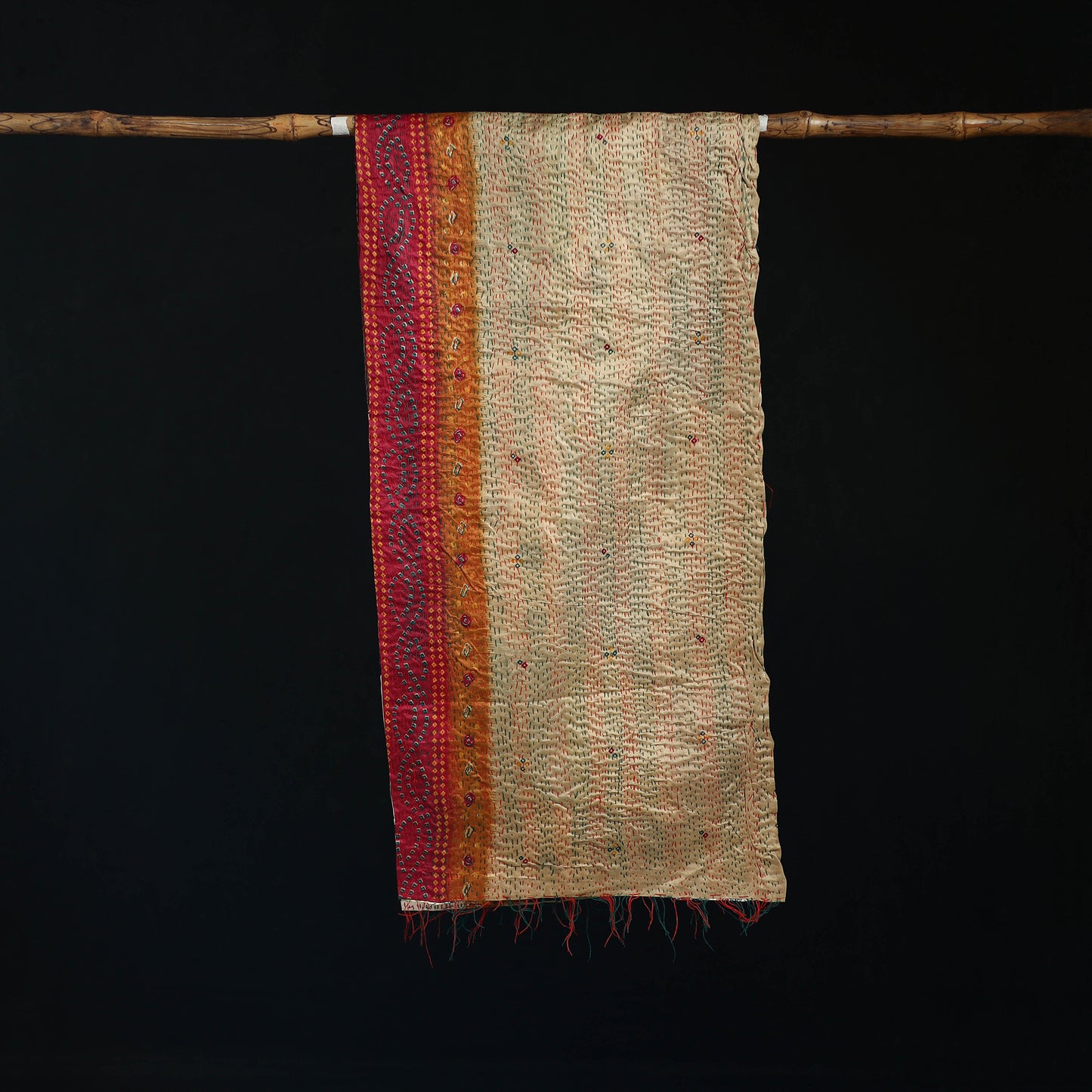 Bengal Kantha Handwork Patchwork Reversible Silk Stole 58