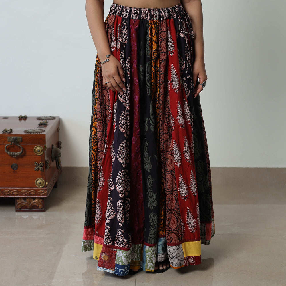 Multicolor - Bagh Print Skirt with 24 Kali Patchwork 14