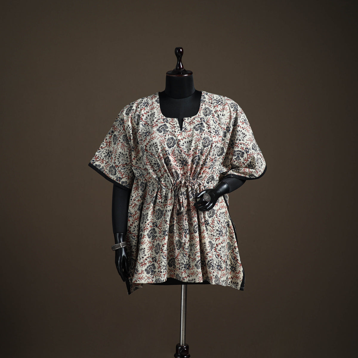Kalamkari Hand Block Print Natural Dyed Cotton Kaftan (Short) 143