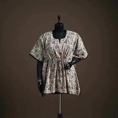 Kalamkari Hand Block Print Natural Dyed Cotton Kaftan (Short) 143
