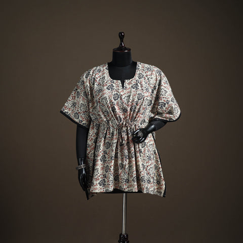 Kalamkari hand block print natural dyed cotton kaftan