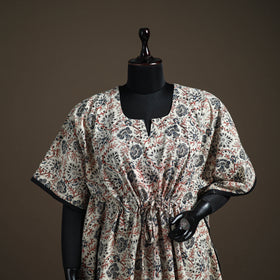 Kalamkari Hand Block Print Natural Dyed Cotton Kaftan (Short) 143