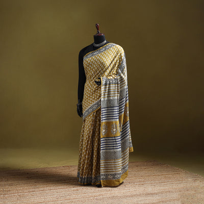 Bagru Hand Block Print Pure Mul Cotton Ready To Wear Saree 35