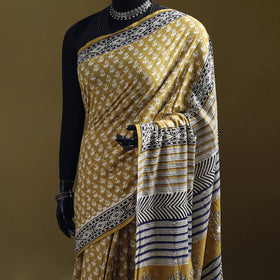 Bagru Hand Block Print Pure Mul Cotton Ready To Wear Saree 35