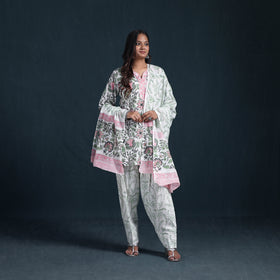 Sanganeri Hand Block Print Cotton Suit Set with Dupatta for Women 02
