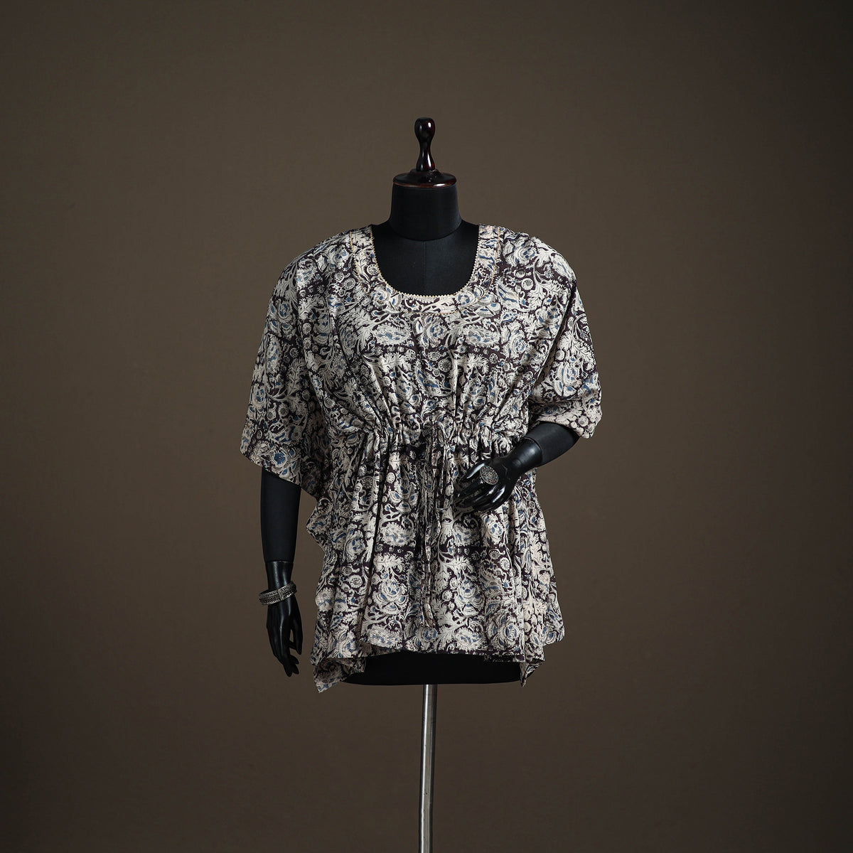 Kalamkari Hand Block Print Natural Dyed Cotton Kaftan (Short) 144