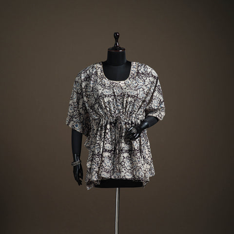 Kalamkari hand block print natural dyed cotton kaftan