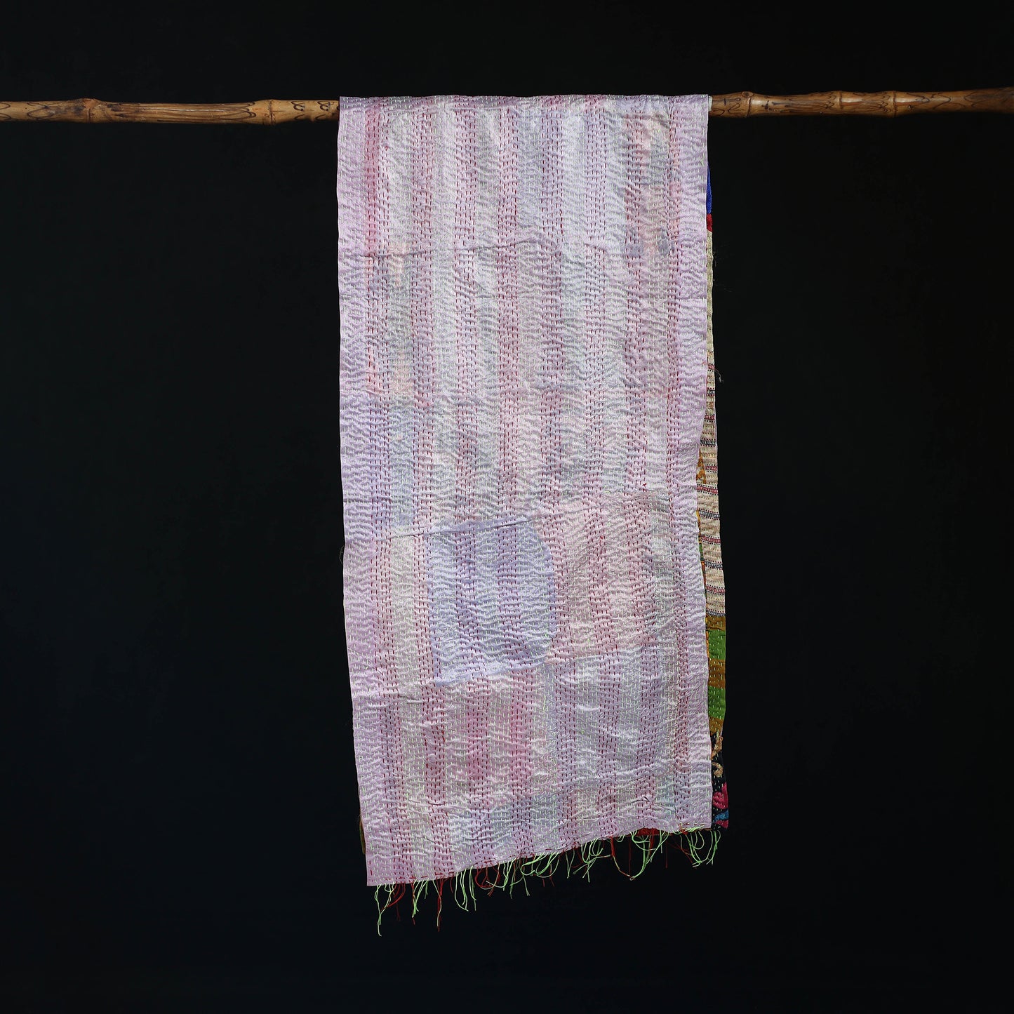 Bengal Kantha Handwork Patchwork Reversible Silk Stole 53