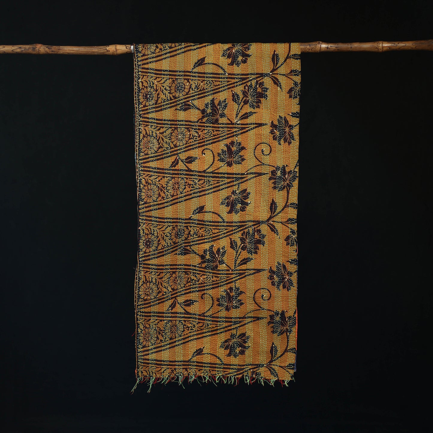 Bengal Kantha Handwork Patchwork Reversible Silk Stole 51