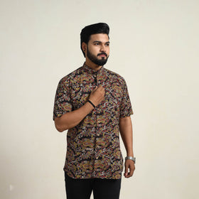  Multicolor Cotton Men Kalamkari Print Shirt